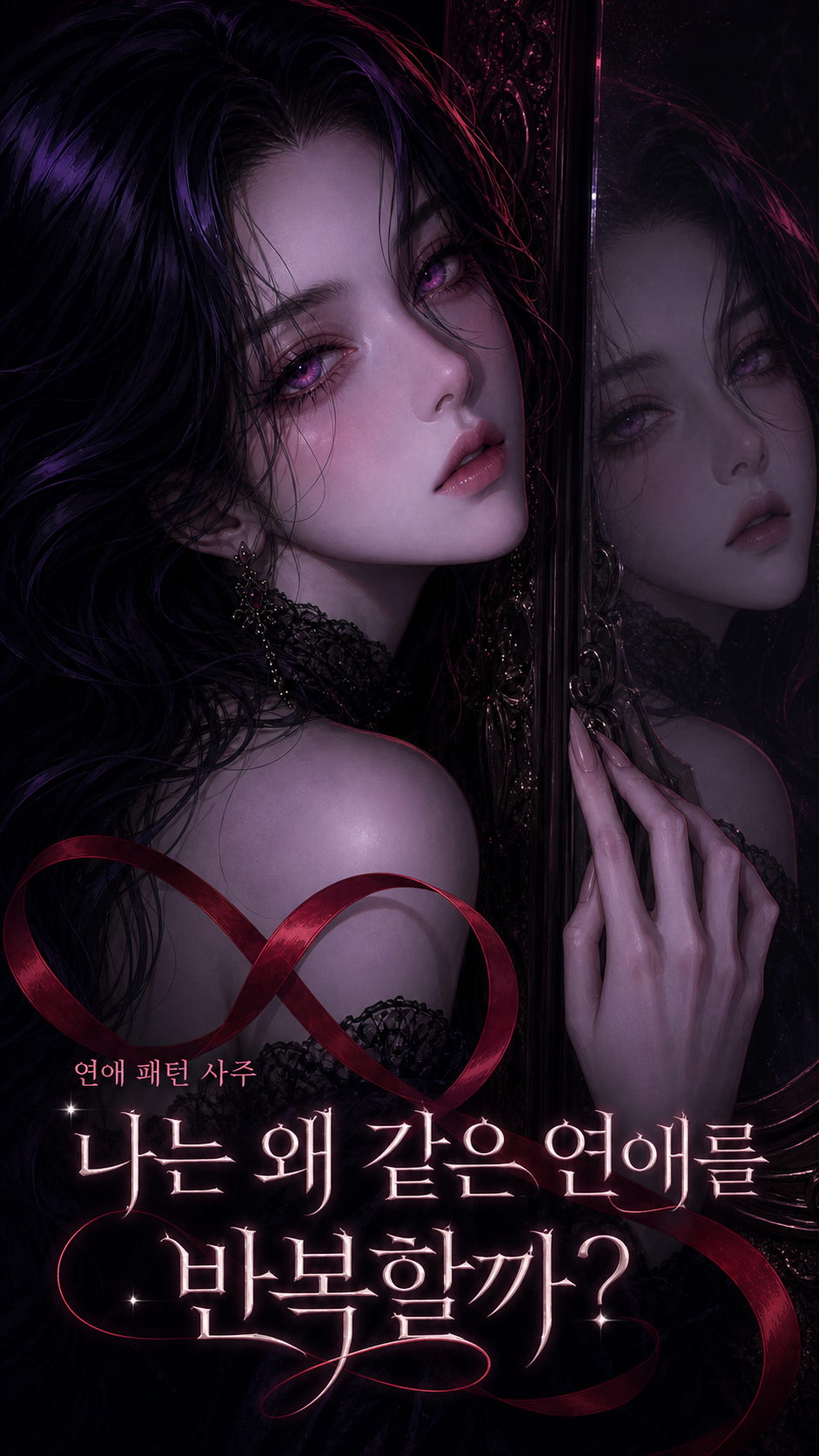 붉은 리본과 어두운 배경의 도화살 리포트 커버